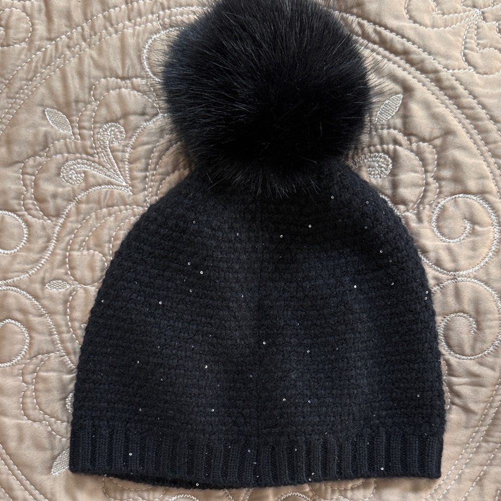 Sofia Cashmere Black Knit Hat